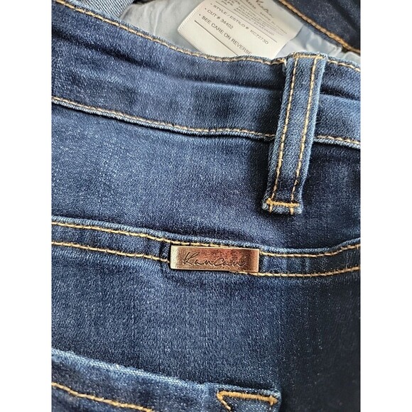KanCan Jeans Womens 7 27 28x26 Crop Button Fly Stretch Crop Dark Blue Cuffed EUC - Picture 11 of 14